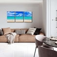 thumbnail image 6 of Tropical Beach Wall Art for Living Room Blue Ocean Beach Wave Wall Decor for Bedroom Seascape Paintings Modern 3 Pieces Framed Canvas Art Prints Ready to Hang Pictures Home Decorations (12"x16"x3), 6 of 6