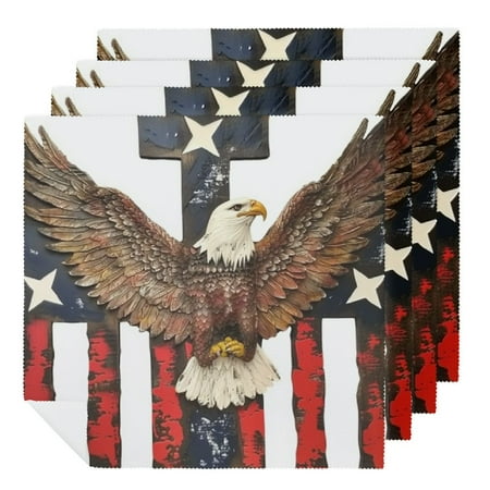 

Facannap Eagle Flag American Romanticism Cloth Napkins Hotel Home Banquet Decor Washable Polyester Party Dinner Decoration Gift Set 6 PCS