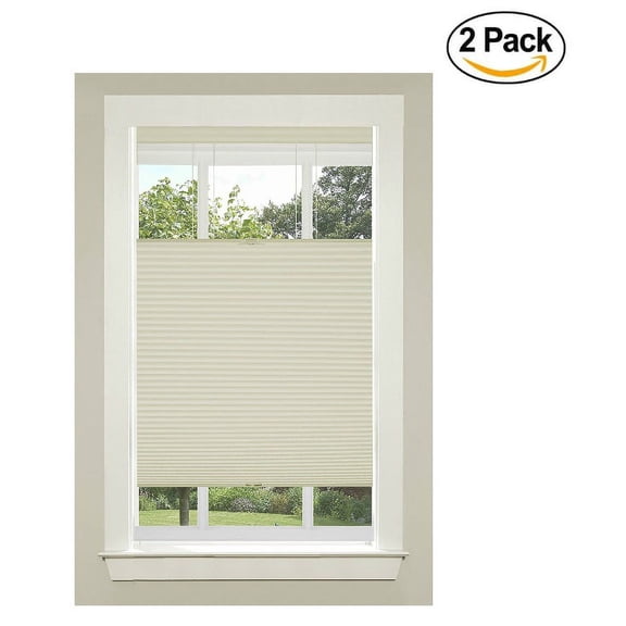 Achim Home Furnishings Top-Down Cordless Honeycomb Cellular Pleated Shade, 36 by 64", Alabaster (Set of 2)