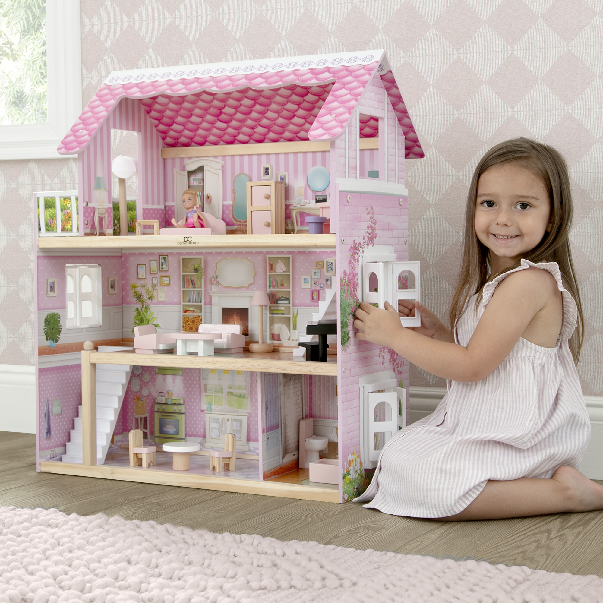 Delta Children Little Gem Wooden Dollhouse, 3 Story photo 8