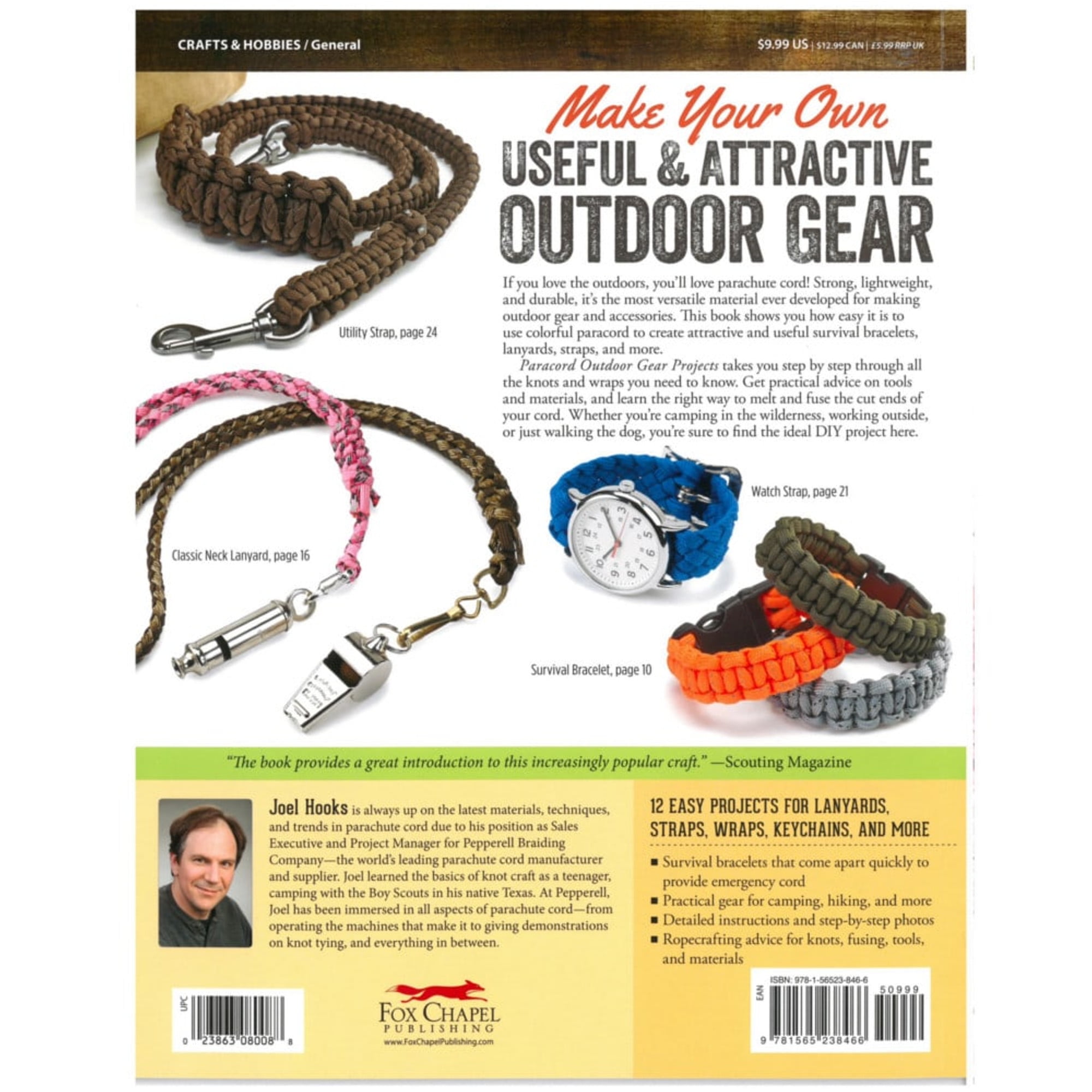 Paracord Outdoor Gear DIY Craft Book and Crafting Kit - Create Simple Projects for the Outdoors - Survival Bracelet, Knots, Handle Wraps, and More