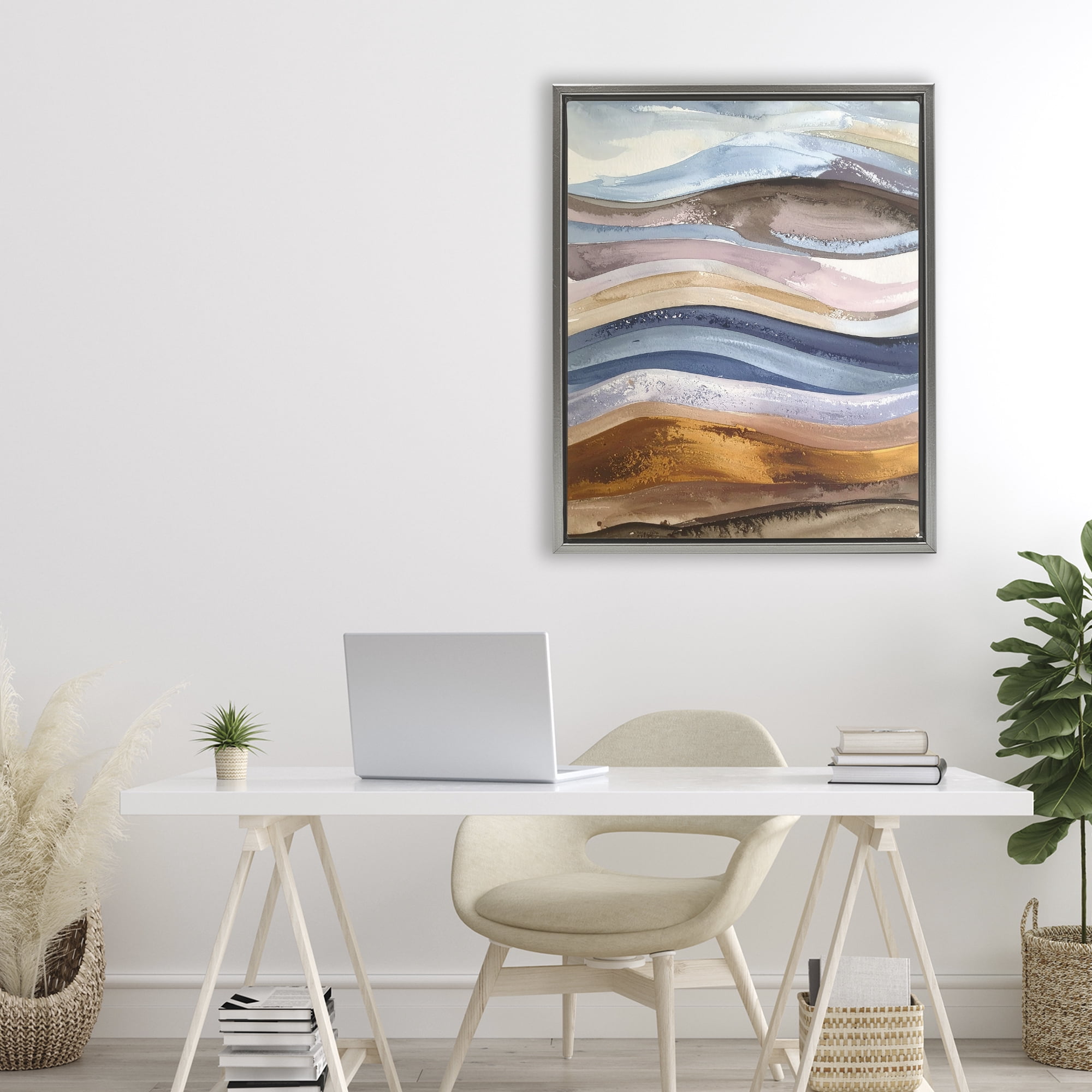 Stupell Industries Ocean Flow Layers Gray Framed Floater Canvas Wall Art, design by Alonza Saunders