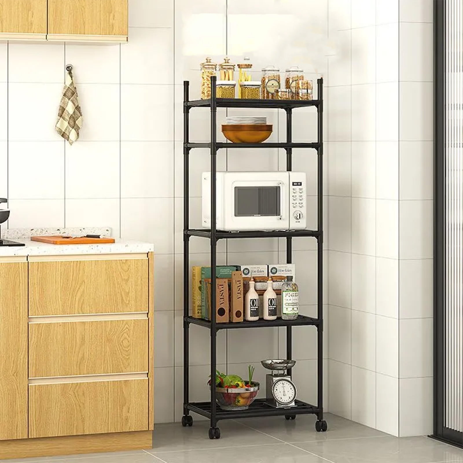 SUSUZI 5 Tier Storage Rack Shelf, Standing Storage Shelving Units for Kitchen Laundry Pantry