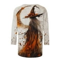 thumbnail image 5 of Mgmyaa Halloween Shirts for Women 3/4 Sleeve Fall Halloween Pattern Round Neck T-Shirts Plus Size Costumes Blouses Size S-5XL, 5 of 5