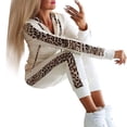 thumbnail image 2 of 2pc Women Tracksuit Zipped Hoodies Sweatshirt Tops Pants Leopard Set Sport Jogging Wear Casual Suit, 2 of 7
