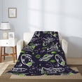 thumbnail image 2 of Throw Blanket for Couch Sofa and Bed, green Space Pattern white Super Soft Plush Throw Blanket, Fuzzy Cuteness Comfy Warm Washable Flannel Blanket & Throws for All Season 60"x50", 2 of 5
