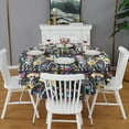thumbnail image 2 of Day Of the Dead Halloween Pattern Round Tablecloth 60"x60",Wrinkle Wipeable Table Cloth for Kitchen Dining Room Picnic Patio Party, 2 of 6