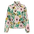 thumbnail image 5 of Jackets for Women Winter Coat Jackets Flannel Stand Collar Jacket(Pink Flowers Green Leaves Floral Pattern,Size:S-4XL), 5 of 7
