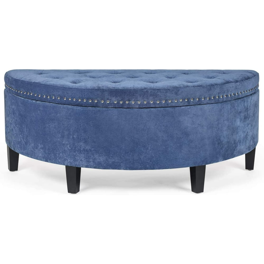 Homebeez Storage Ottoman Bench Tufted Half Moon Bench for Entryway