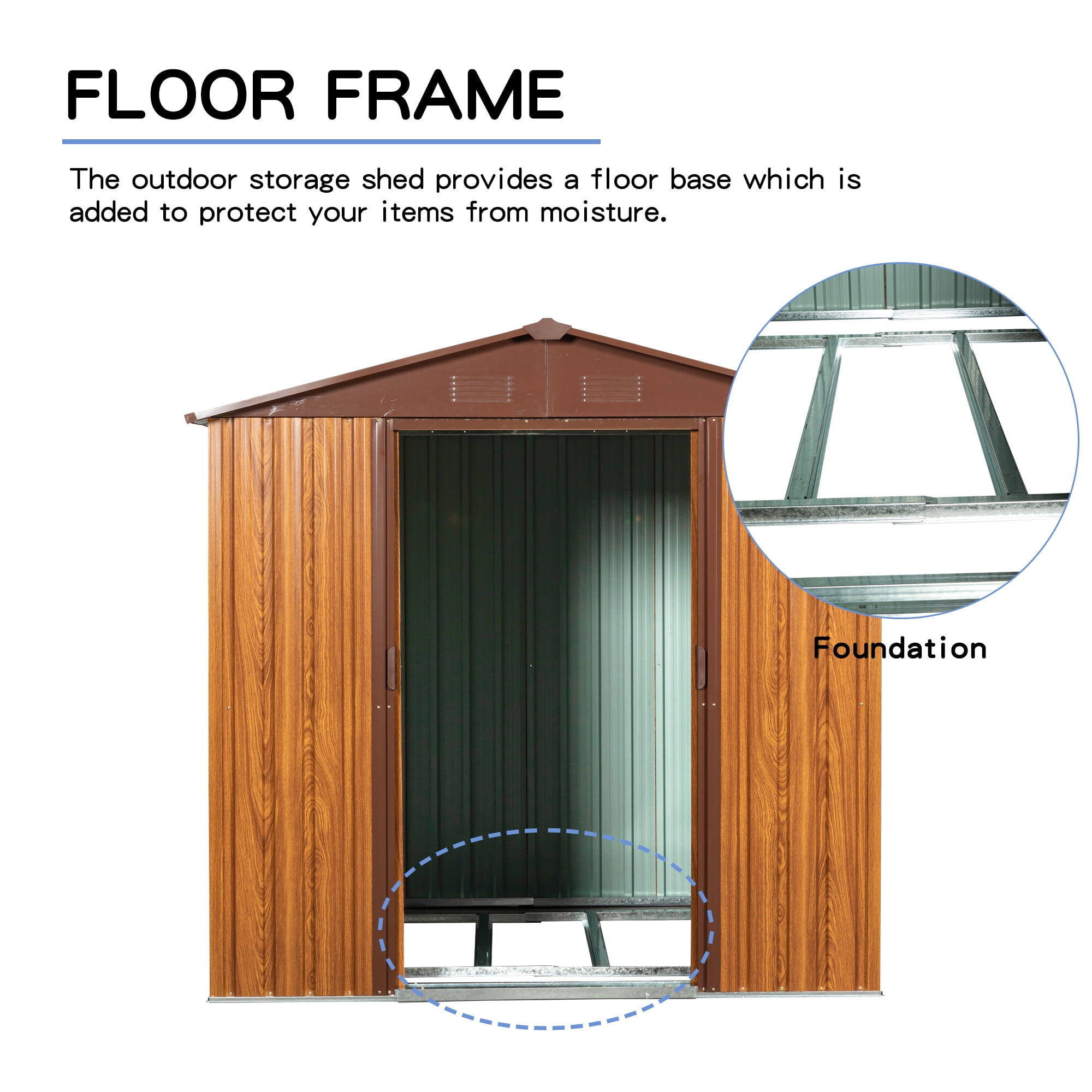 Aimee Lii 72"x63" Outdoor Storage Shed, Utility Tool Shed Storage House, Sheds Outdoor Storage for Backyard Garden Patio Lawn, Brown Aimee Lii 72"x63" Outdoor Storage Shed, Utility Tool Shed Storage House, Sheds Outdoor Storage for Backyard Garden Patio Lawn, Brown