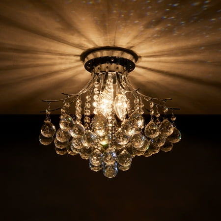 

CO-Z 3-Light Crystal Raindrop Flush Mount Chandelier - Nickel