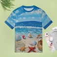 thumbnail image 4 of Beach Seashell Starfish Women's Short Sleeve T-Shirt Crew Neck Casual Summer Trendy Loose Fit Tops, 4 of 6