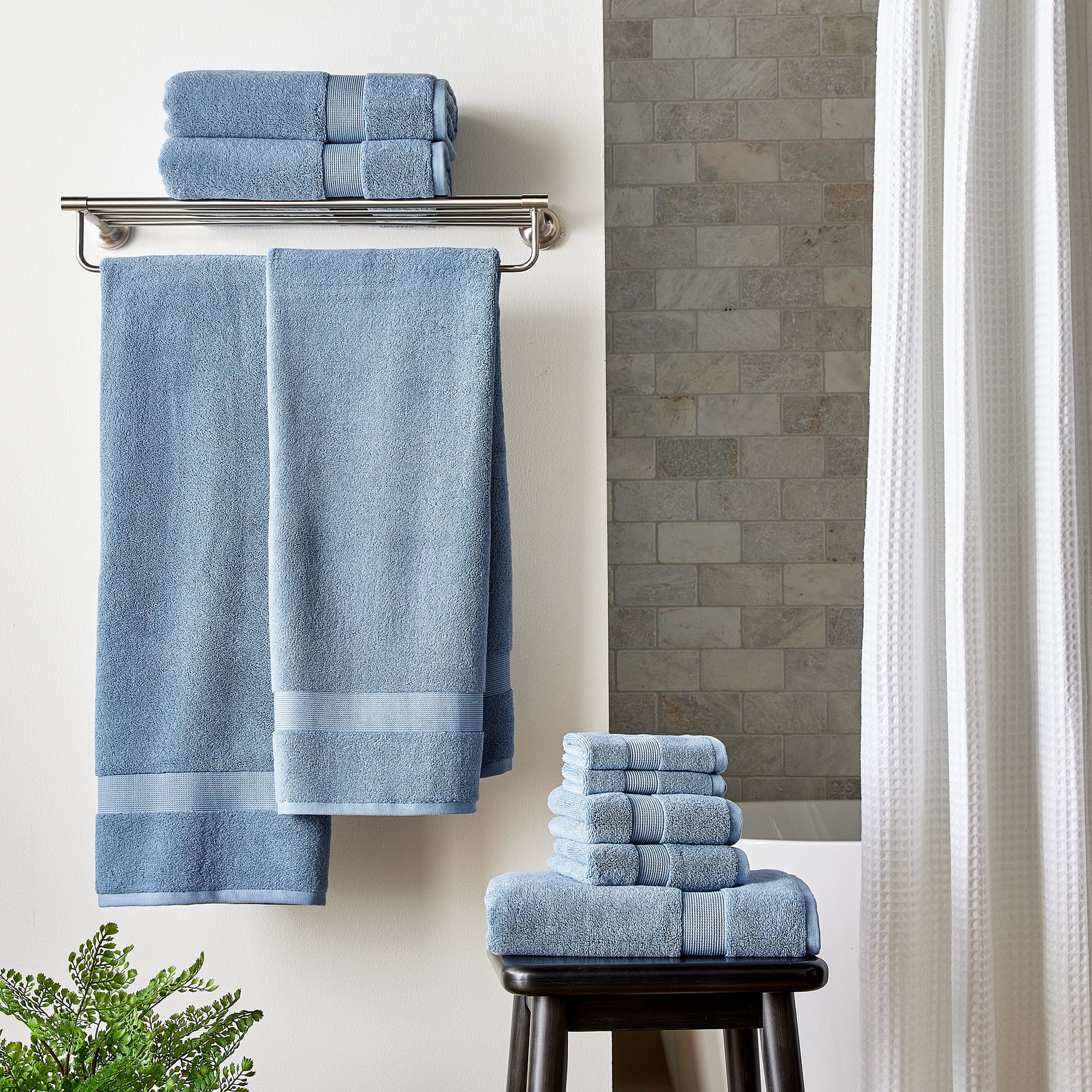 Better Homes & Gardens Signature Soft Solid Cotton 2 Piece Bath Sheet Set,Blue Silver