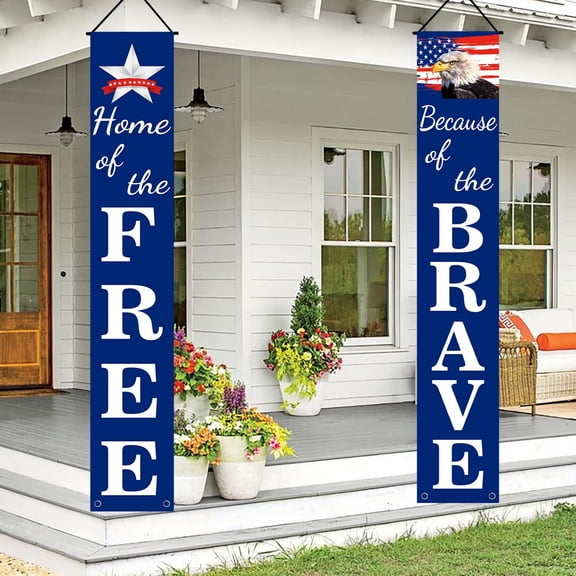 12x72in Patriotic Eagle Porch Banners Set for Independence Day Decoration