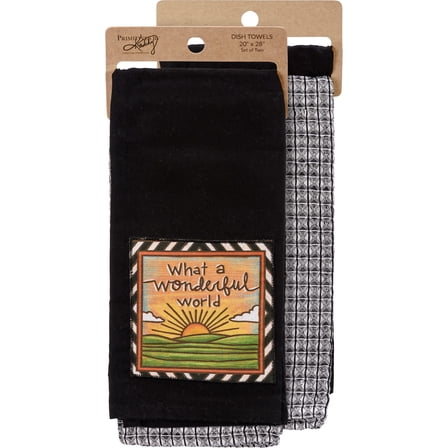 Primitives by Kathy 111863 Kitchen Towel Set What A Wonderful World, 28-inch