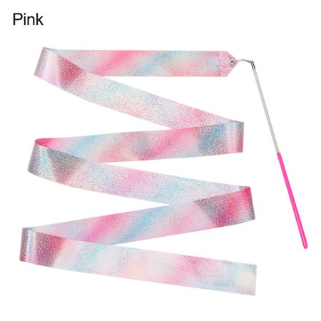 Toys Training Gym Ribbons Flashing Star Art Gymnastics Ribbon Ballet Streamer Twirling Rod Dance Ribbon PINK