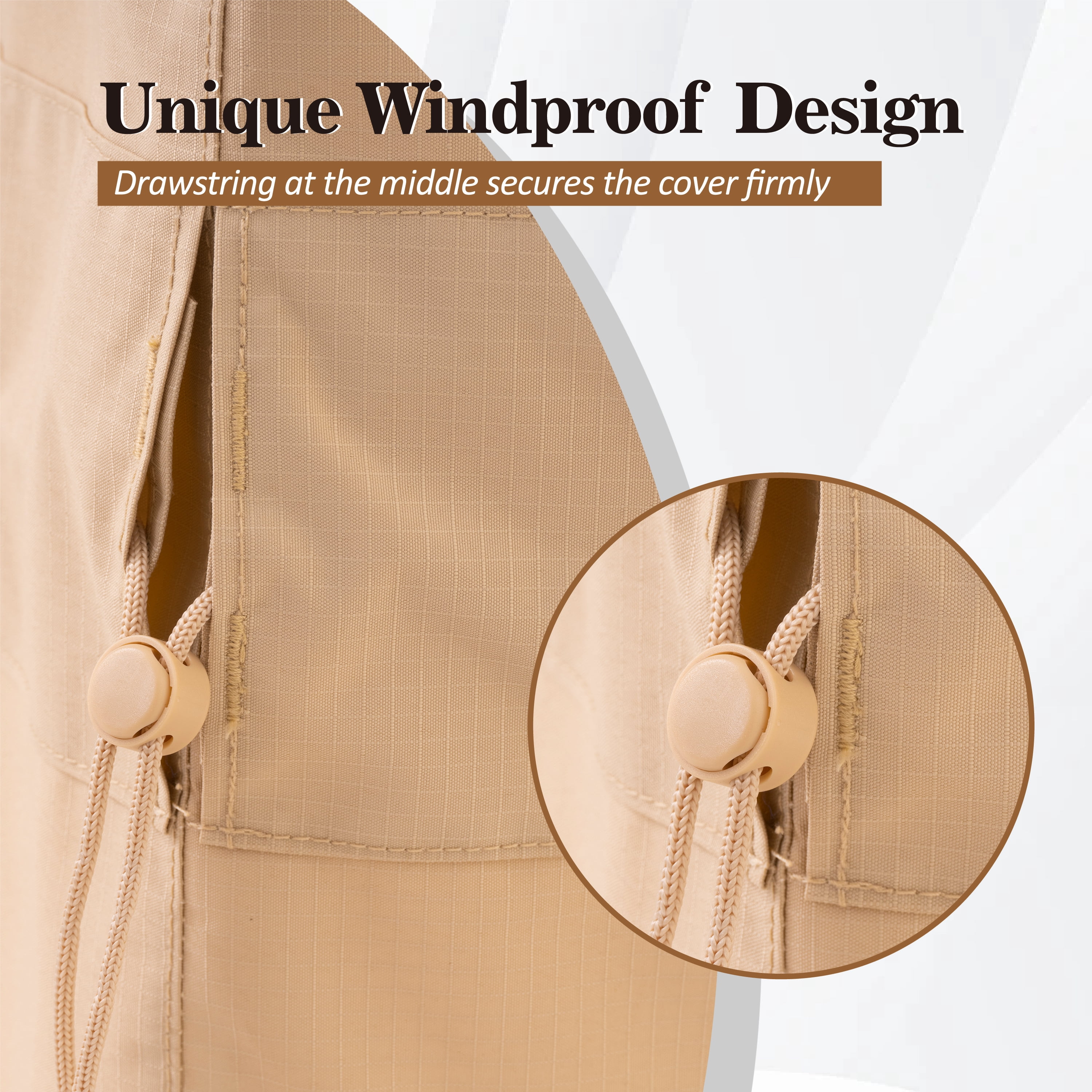 WJ-X3 Waterproof Patio Table Cover, Anti-Fade Rip-Stop Fabric,  86"(L)x47"(W)x31"(H), Beige