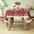 thumbnail image 1 of Home Yarn Dyed Fabric Dining Table Coffee Table Cover Cloth Ethnic Style Tassel High End Tablecloth Home Essentials, 1 of 6