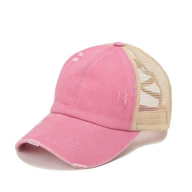 Washed Baseball Cap Distressed Ripped Criss Cross Ponytail Cap Outdoor Adjustable Casual Style Man Unisex Hat For Women Girls