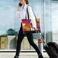 thumbnail image 5 of FORMRS Canvas Laptop Tote Bag for Women with 15.6" Computer Compartments Shoulder Handbag, Purple Hand Drawn Floral, 5 of 7