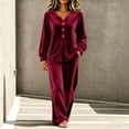 thumbnail image 2 of LYEAA Womens Velour Tracksuit Sets Two Piece Sets Long Sleeve V Neck Tops Wide Leg Pant Casual Workout Outfits, 2 of 7