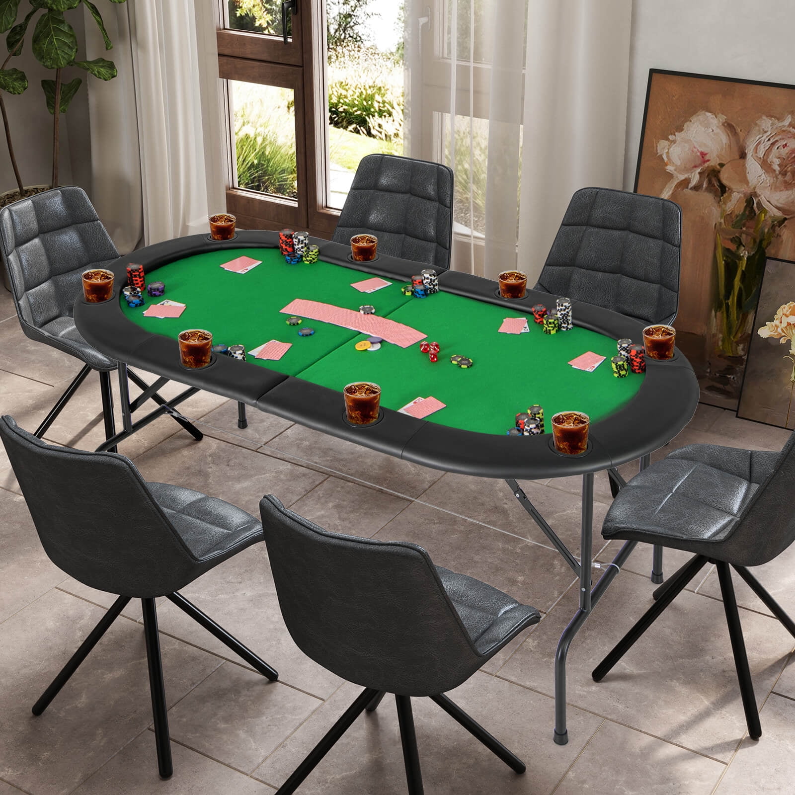 VEVOR Table de poker pliable, table de casino 72 pouces