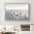 thumbnail image 1 of PixonSign Framed Canvas Print Wall Art Red Mailbox and The Ocean Nature Cityscape Photography Realism Rustic Scenic Relax/Calm Cool Black and White for Living Room, Bedroom, Office - 24"x36" White, 1 of 5