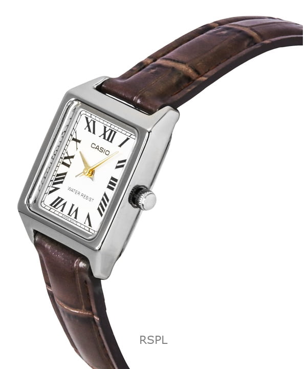 Casio Women's Brown Analog Watch with White Dial - LTP-V007L-7B2UDF