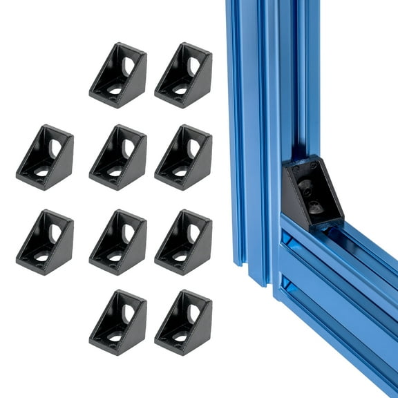 POWERTEC 10 Sets Corner Bracket Connector w/ Slide-in T-Nuts – Fits T-Slot and V-Slot Profile Aluminum Extrusion, Ideal for CNC Machines, 3D Printers, Custom Enclosures, and More (74005N)