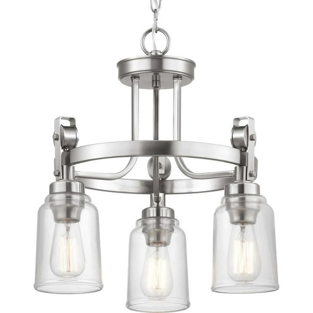 Home Decorators Collection Knollwood 3 Light Brushed Nickel Chandelier With Clear Glass Shades New Open Box Com - Home Decorators Collection 6 Light Round Chandelier Satin Nickel