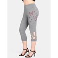 thumbnail image 1 of Leggings Capri de Diamantes de Imitación de Mariposa en Talla Extra Rosegal  Leggings de talla grande, 1 of 5