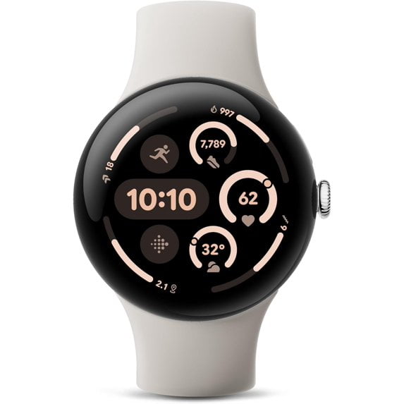 Pre-Owned Google Pixel Watch 3 GPS + Cellular 45mm Smartwatch with Polished Silver Aluminum Case and Porcelain Active Band (Good)