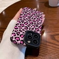 thumbnail image 4 of BINUFF Pink Leopard Print Faux Leather Phone Case Compatible with iPhone 11/12/13/14/15 Pro Max, 4 of 5