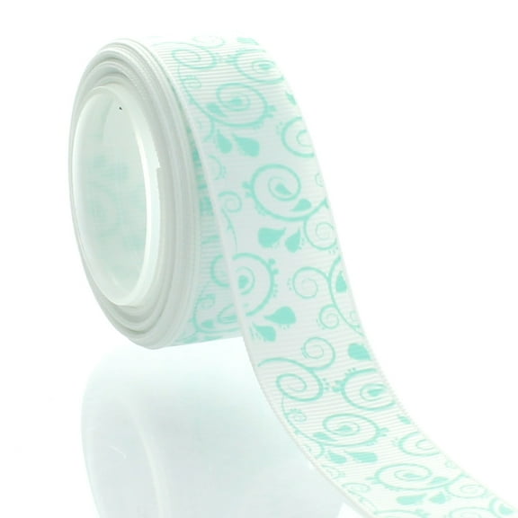 7/8" Aqua Swirls Grosgrain Ribbon 5 Yard