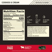 Optimum Nutrition Gold Standard 100% Whey Protein Powder, Cookies & Cream, 24g Protein, 2 Lb