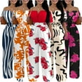 thumbnail image 6 of Zoeecloth Women's Off-The-Shoulder Jumpsuits Casual Short Sleeve Loose Wide Leg Long Rompers Outfits S-XL, 6 of 7