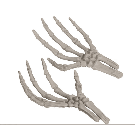 Plastic Halloween Human Skeleton Hand Decor 7x5.5 in Set of 2