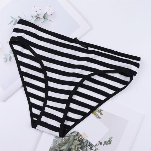Pure Cotton Soft Basic Everyday Simple Bikini Briefs Thongs for Women Black L