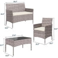 thumbnail image 2 of CazToi 4-Piece Patio Furniture Set with Glass Table and Cushions All-Weather PE Wicker Conversation Set, 2 of 9