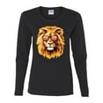 thumbnail image 2 of Lion With Sunglasses Animal Lover Womens Graphic Long Sleeve T-Shirt, Black, Small, 2 of 3