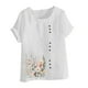 thumbnail image 4 of Vestidos Casuales Para Mujer, Blusas De Mujer De Moda Blusa informal de lino con cuello redondo, manga corta y botones para mujer, 4 of 4
