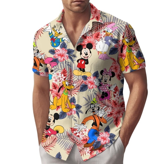 Mickey And Friends Hawaii Shirt/Shorts, Mickey Beach Shorts, Button Down Shirt, Tropical Disney Hawaii Shirt, Button Gift For Him