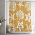 thumbnail image 5 of Yellow Coastal Shower Curtain for Bathroom, Starfish Shell Ocean Nautical Waterproof Cloth Fabric Bathroom Accessories Set with 12 Rust Proof Plastic Hooks, 72"x96", 5 of 9