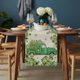 thumbnail image 2 of St. Patrick's Day Table Runner - 70 Inch Long, Kitchen Dining Table Runner Dresser Scarves, Green Shamrocks Truck Plants Retro Beige Farmhouse Decor for Coffee Tables Wedding Party Banquet, 2 of 8
