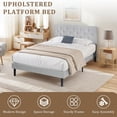 thumbnail image 3 of ASINMAK Twin Upholstered Platform Bed Frame, Linen Tufted, Light Gray, No Box Spring, 3 of 11