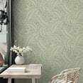 thumbnail image 2 of Belgravia Decor Florence Green Leaf Wallpaper, 2 of 4