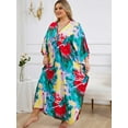 thumbnail image 2 of Vibrant Plus Size Dresses For Women V Neck Kaftan Dresses With Handmade Braided Trim Bohemian Beach Dresses Summer Maxi Tunic moomoo H, 2 of 10