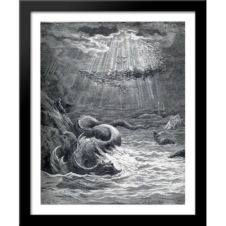 The Creation of Fish and Birds 28x34 Large Black Wood Framed Print Art by Gustave Dore