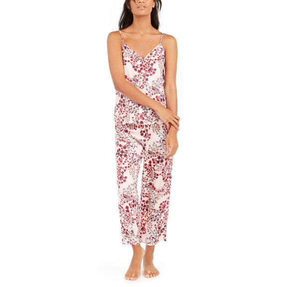Josie Women's Floral-Print Cami & Capri Pajama Set Flower Red Size Small