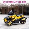 thumbnail image 3 of RCB 12V Kids Ride on ATV w/ One-Touch Start, 3-Wheel Stability, LED Lights, Built-in Music Player - Yellow, 3 of 6